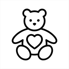 Vector linear icon of toy, teddy bear. A gift for a child's birthday, a girlfriend for Valentine's Day. Pictogram for the company logo.