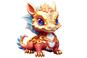 Fototapeta premium Chinese dragon on white transparent background