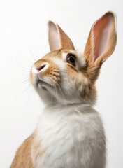 Obraz premium Rabbit side view, white background