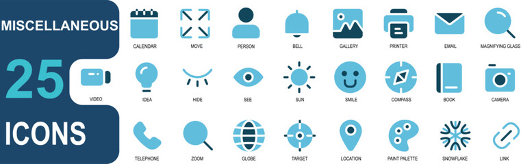 miscellaneous icon set.flat color icon style. Great for web and apps