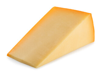 hard dutch gouda cheese isolated on white background.