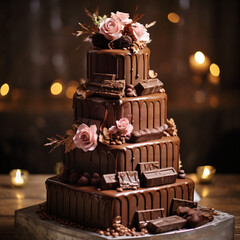 Fototapeta na wymiar Chocolate wedding cake