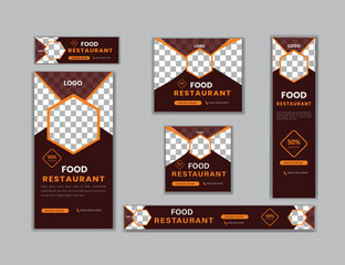 Vector set of corporate food web banners templates of standard size