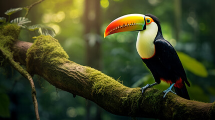 Obraz premium Chesnut-mandibled Toucan, AI Generative.