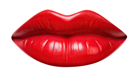 Red female lips close-up, cut out