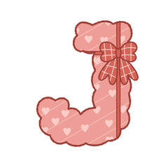 letter J bubble cute alphabet gift and ribbon pink heart for valentine baby shower birthday party 