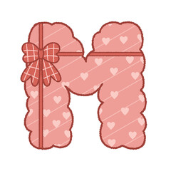 letter M bubble cute alphabet gift and ribbon pink heart for valentine baby shower birthday party 