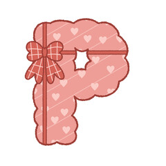 letter P bubble cute alphabet gift and ribbon pink heart for valentine baby shower birthday party 