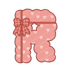 letter R bubble cute alphabet gift and ribbon pink heart for valentine baby shower birthday party 