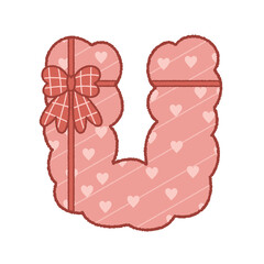 letter U bubble cute alphabet gift and ribbon pink heart for valentine baby shower birthday party 