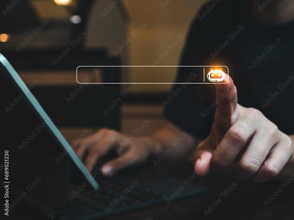 Aufkleber ai searching technology concept. search engine bar with empty space for text and robot icon button, 