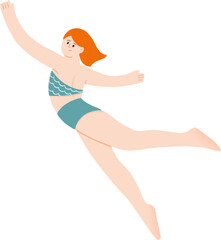 Girl swimming hand drawn clipart