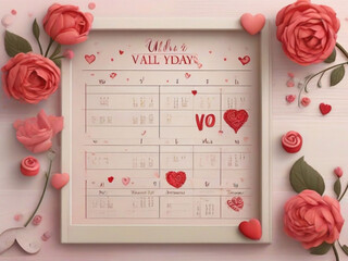 Calendar Page Merry Christmas, new year and Valentines Day