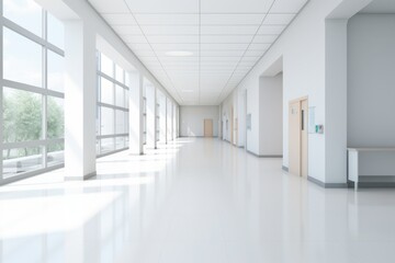 White hall in hospital corridor