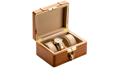Gold-Trimmed Watch Holder On Isolated Background