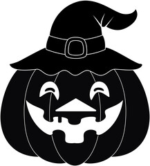 pumpkin with a terrifying face and a head