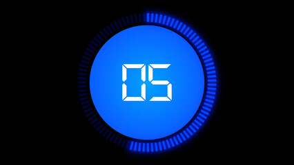 Obraz premium Digital Countdown Timer count, Number Five