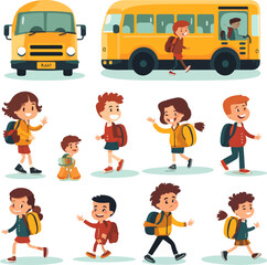 A set that captures the excitement of going back to school with buses, backpacks, and more