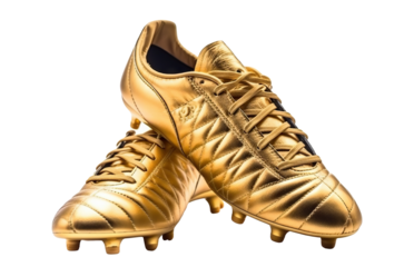 Pair of golden football boots, cut out