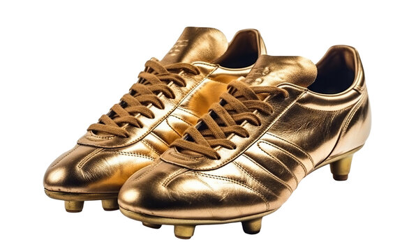 Pair of golden football boots, cut out