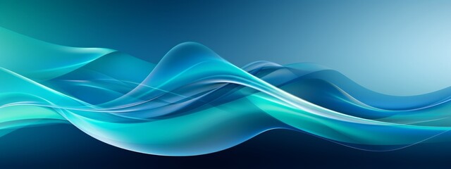 Blue background has two swirled shapes, high horizon lines, chemical reactions. Banner