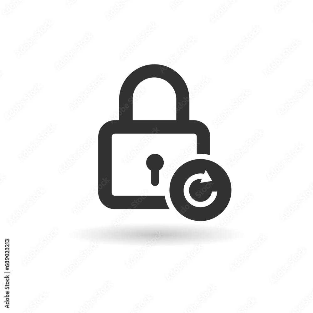 Poster reset password icon. repeat safety icon. lock reload icon on white background