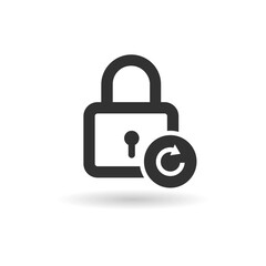 Reset password icon. Repeat safety icon. Lock reload icon on white background