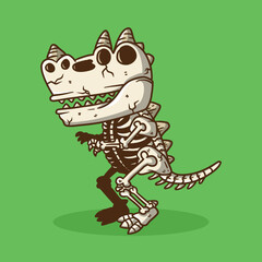 Horned dinosaur fossil Cartoon Vector Illustration. Dinosaur vector illustration