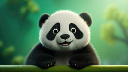 Obraz premium Cute panda baby looking straight at the camera