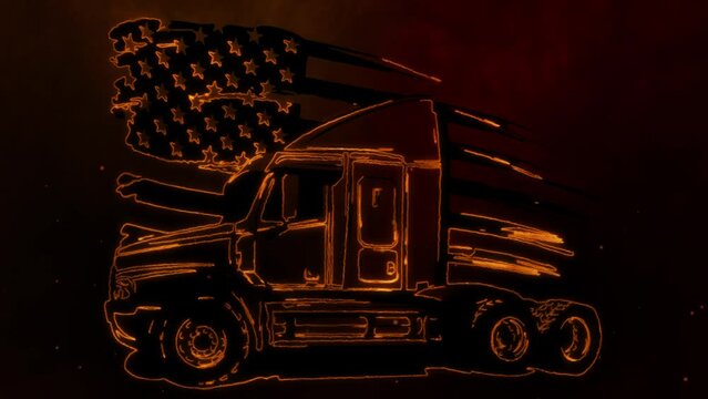 semi truck with american flag