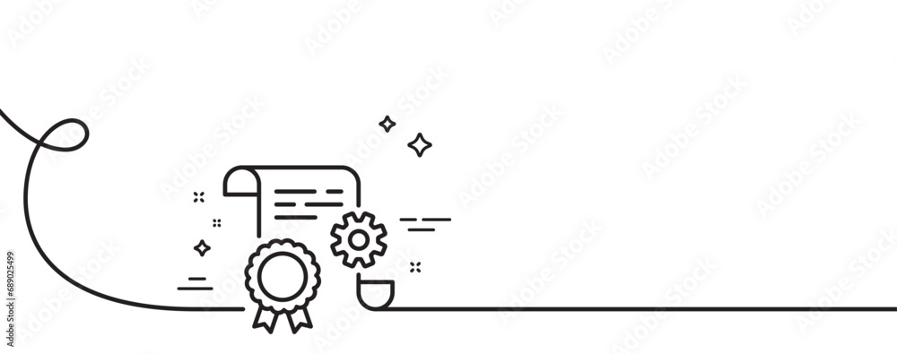 Poster engineering doc line icon. continuous one line with curl. technical documentation sign. construction