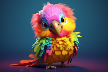 3D character of a cute parrot in children's style