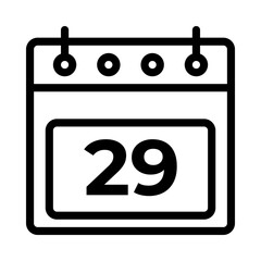 29th Daily Calendar Icon Vector. Outline Calendar Sign. vector illustration graphic