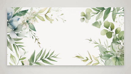 decorative leaf floral summer botanical nature illustration spring foliage watercolor green  - obrazy, fototapety, plakaty