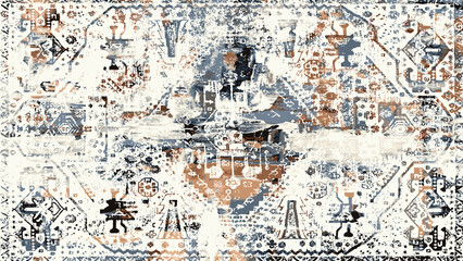 Carpet and Fabric print design with grunge and distressed texture repeat pattern 
