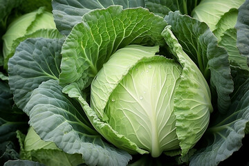 Obraz premium Fresh cabbage growing in the garden