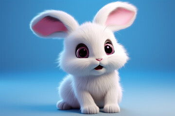 Fototapeta na wymiar 3D character of a cute rabbit in children's style