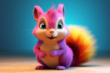 3D character, a cute squirrel in children's style