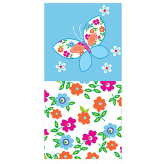 cute butterfly with flower print vector