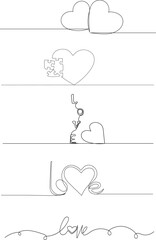 inscription love line drawing, sketch on a white background, vector