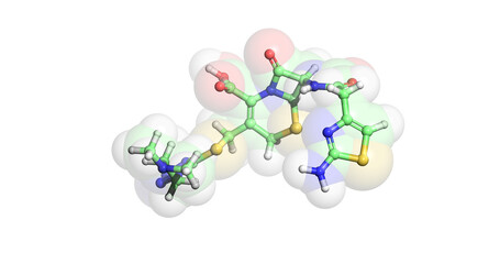 Cefotiam, broad-spectrum antibiotic, 3D molecule in 4K 