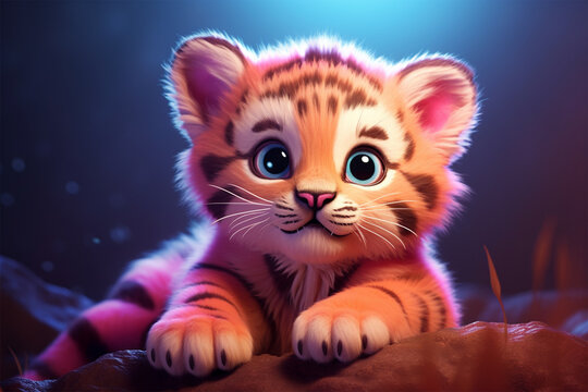 3D character of a cute tiger in children's style