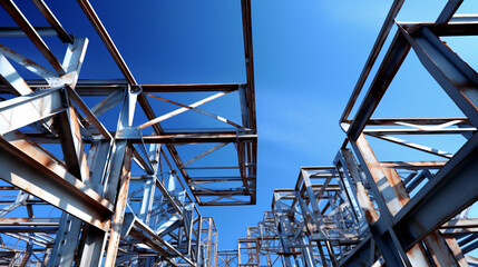 Metal constructions isolated on blue sky