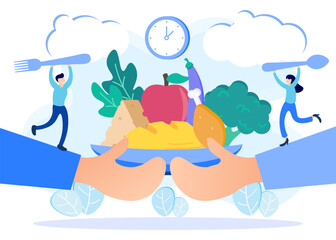 Illustration vector graphic cartoon character of balanced food
