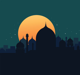 Ramadan Kareem prayer mosque background vector illustration	