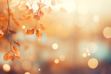 Goldener Herbstzauber - Ein abstrakter Bokeh-Hintergrund fängt die warmen Lichtmomente des Herbstes in einer magischen und gemütlichen Atmosphäre ein