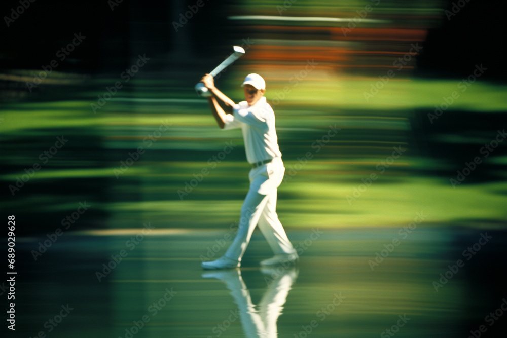Poster abstract depiction of a tennis match, capturing the rhythm and movement of players on the court thro