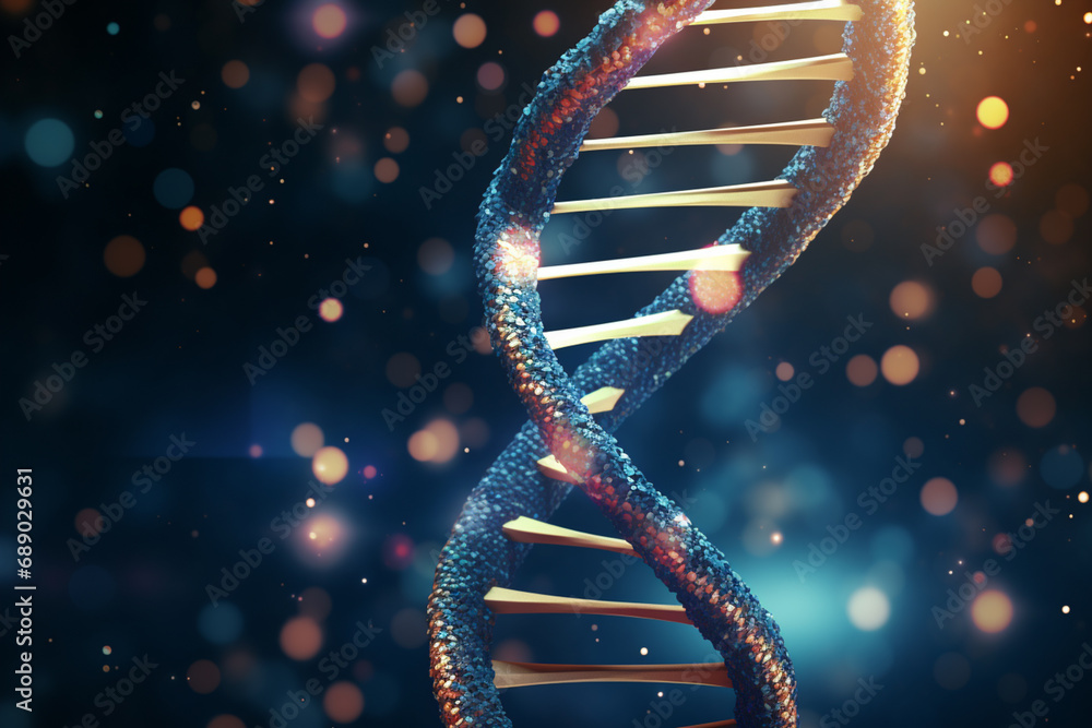 Poster abstract representation of a dna helix unraveling, symbolizing breakthroughs in genetic research and