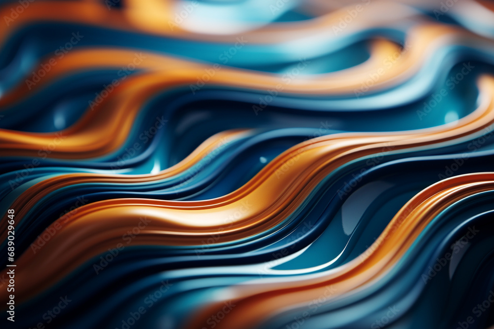 Poster Waves of abstract patterns symbolizing the integration of quantum principles into cutting-edge medical research.