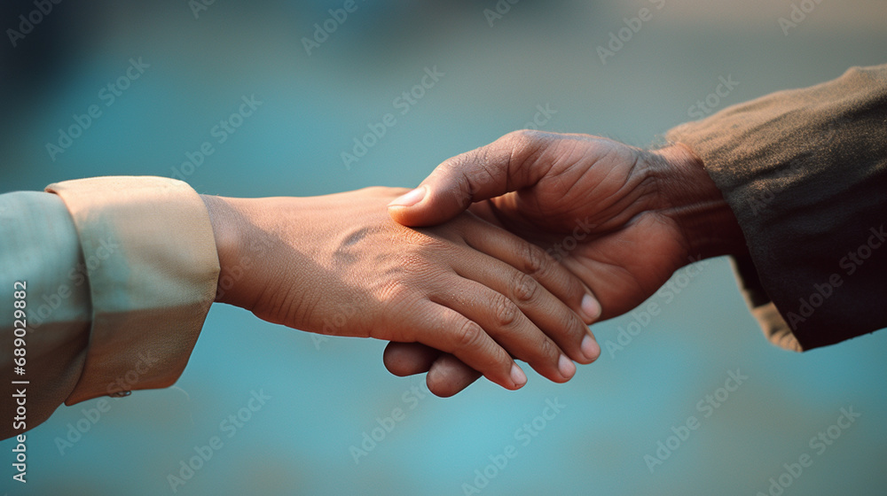 Poster an emotive image of hands reaching out to offer support, symbolizing the importance of compassion an